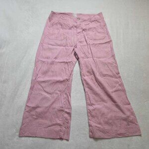 34 Maeve x Anthropologie The Colette linen blend crop wide-leg pants in pink